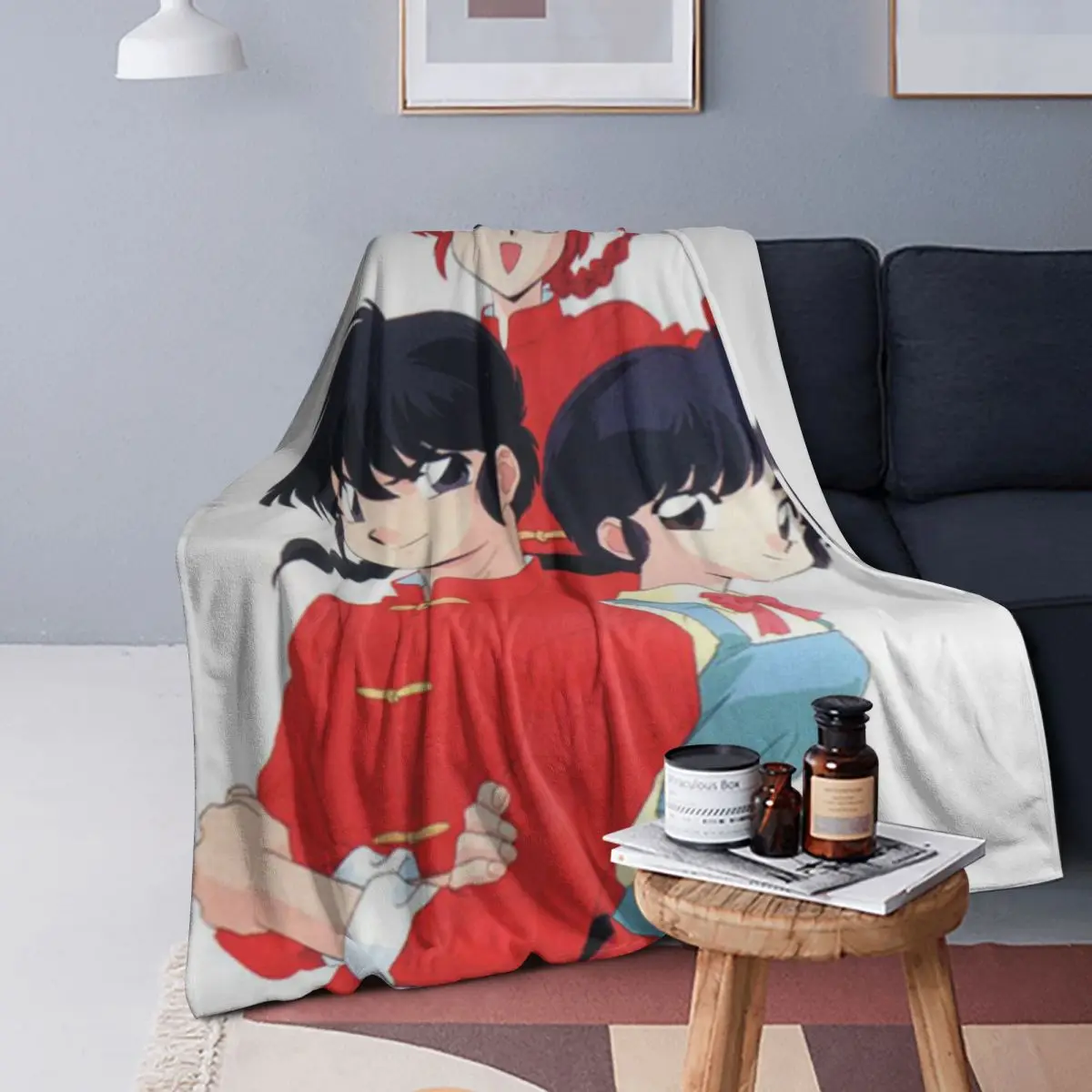 

Ranma 12 Saotome Pig Girls Blankets Soft Warm Flannel Throw Blanket Bedding for Bed Living room Picnic Travel Home Sofa