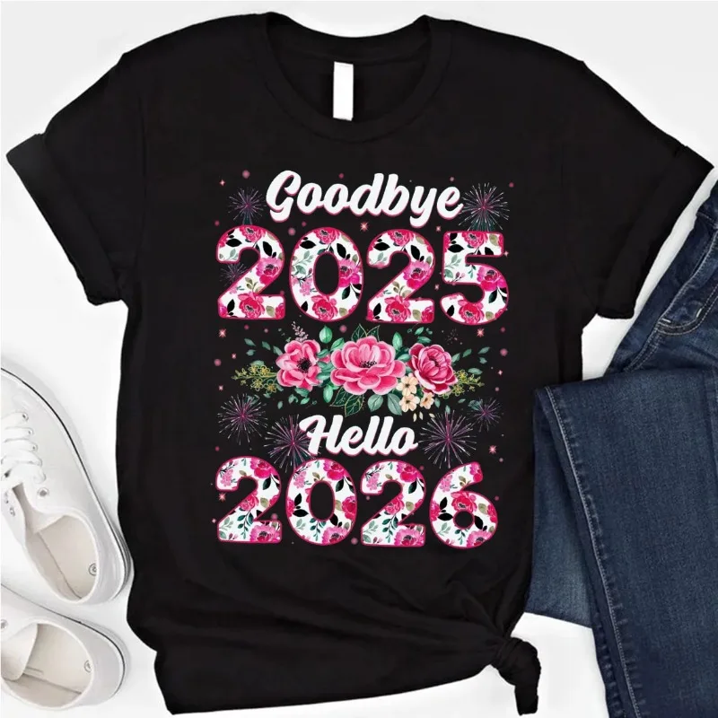 Good Bye 2025 Hello 2026 Shirt, Happy New Year 2026 T-shirt, Merry Christmas Casual Outdoors Fashion High Quality Cotton Tees