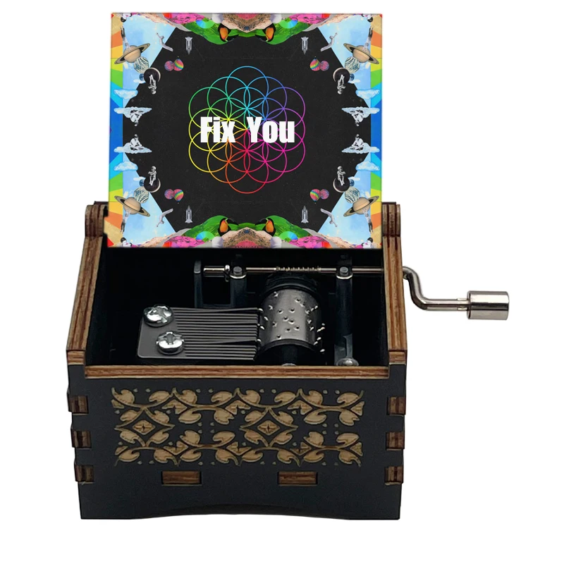 Fix You Wooden Music Box Lovely Musical Gift for Fiancee Wife Fans Famous British Brand Song Cute Birthday Gift