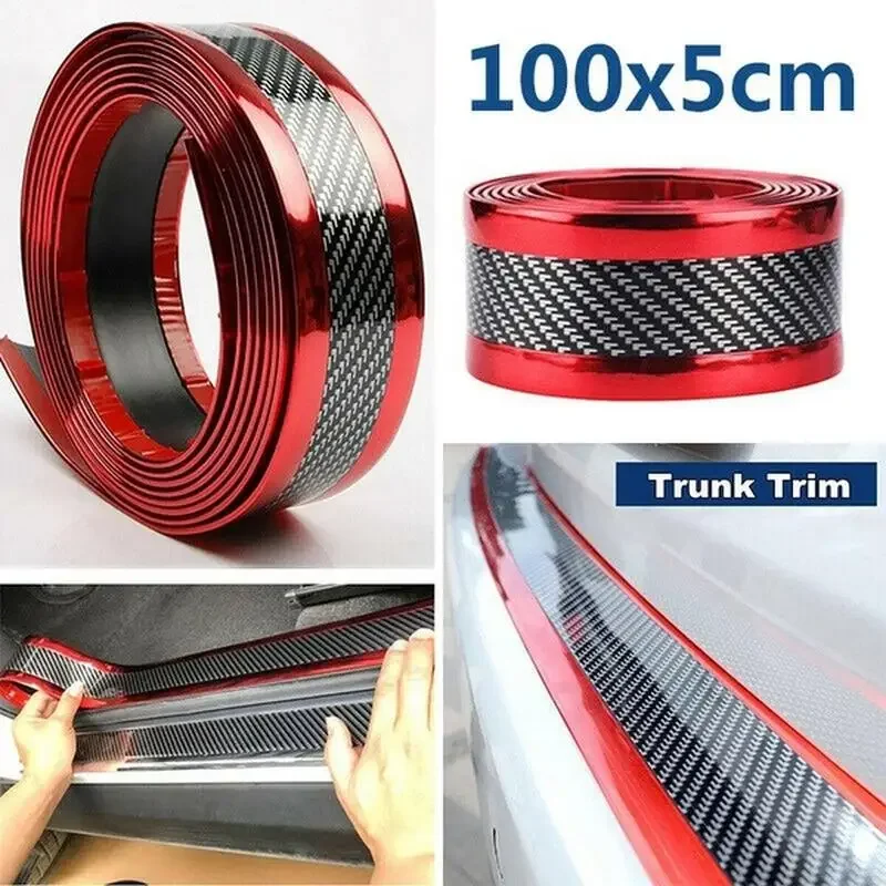 1 Meter Car Pedal Carbon Fiber Anti-collision Adhesive Car Door Sill Decorative Strip Interior Accessories