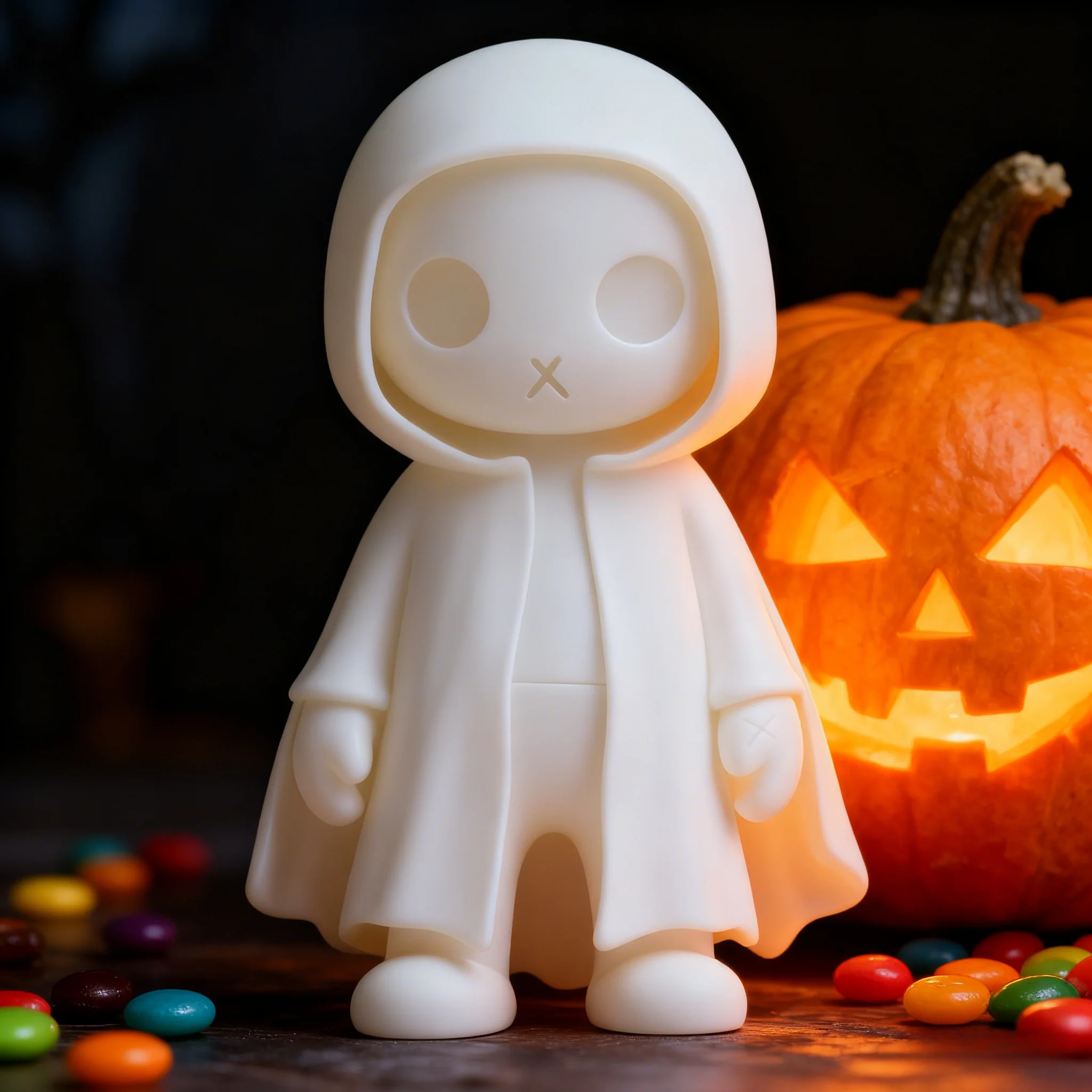 تمثال شبح أبيض وأسود مطبوع ثلاثي الأبعاد - ديكور مكتب الهالوين، لعبة مكتب، هدية فيروسية جديدة لمحبي الرعب ولمسة منزلية