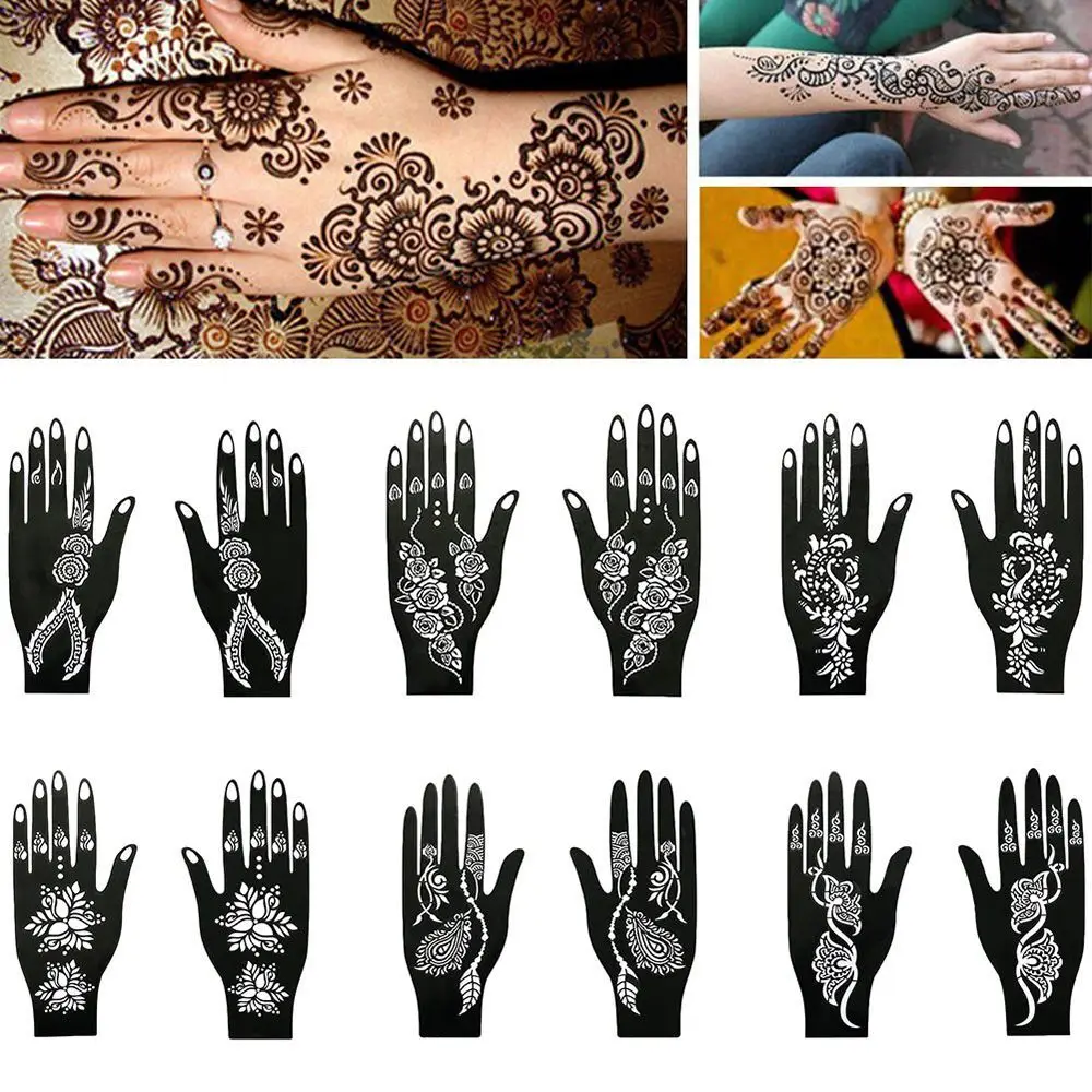 

Cool Hand Foot Wedding Tool India Flower Tattoo Stencil Template Body Art Sticker Henna Stencil