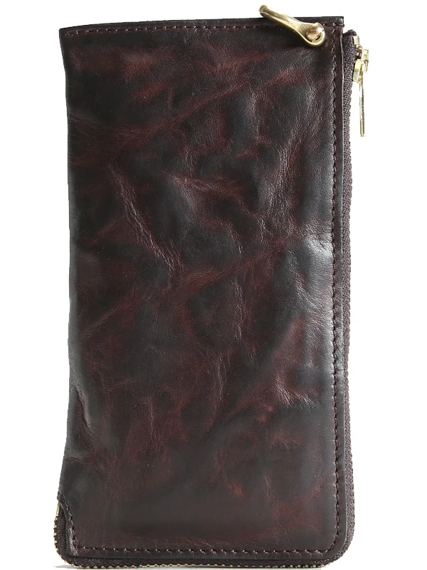 Simple vintage first layer cowhide men's women's clutch bag outdoor fashion designer handmade genuine leather multi-card wallet