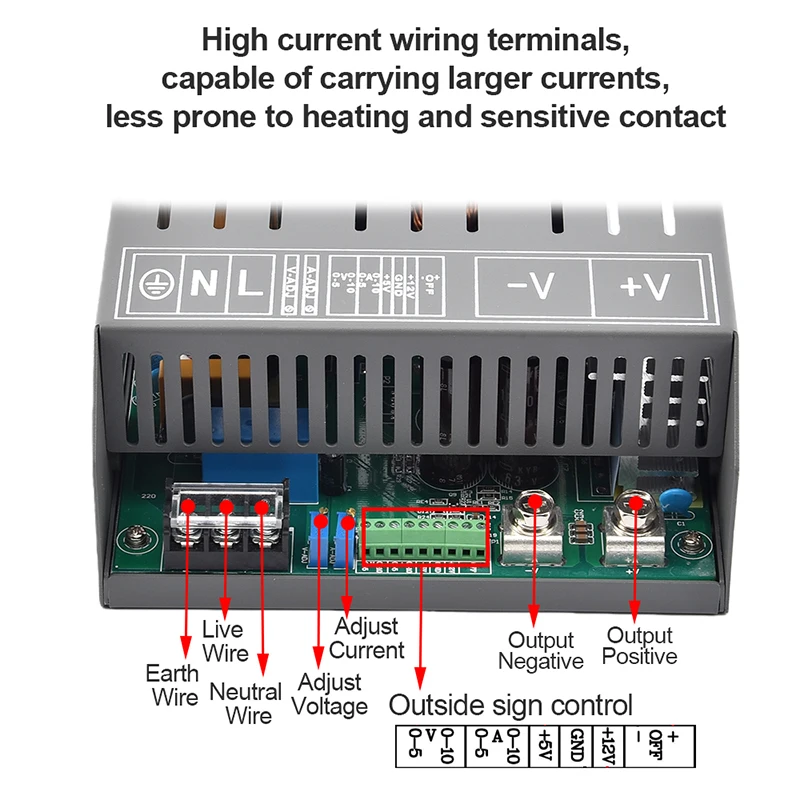2000W High-Power Switching Power Supply CC/CV Full-range Voltage & Current Adjust with External Control AC-DC 12V~400V ZX-2000
