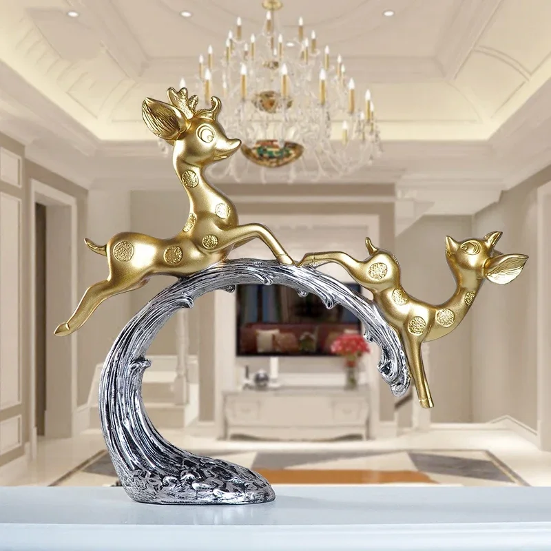 

Europe Resin Deer sculpture Ornaments Home Livingroom Furnishing Crafts Office Figurines Accessories Wedding Decoration