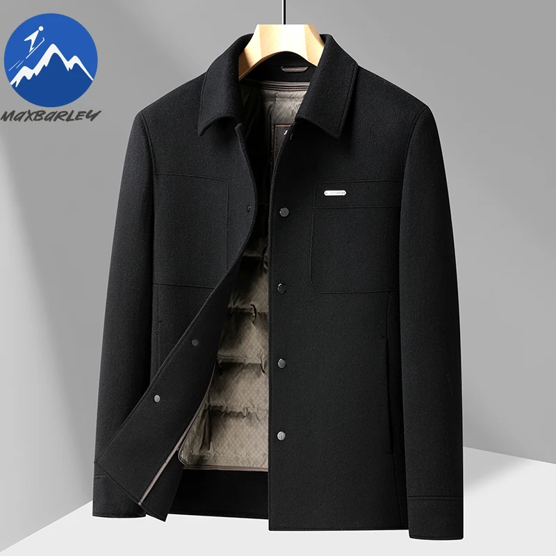 Maxbarley Luxury Men Down Jacket 2025 Lightweight Outdoor Travel Warm Puffer Coat Business Casual Windproof Winter Wool Jackets