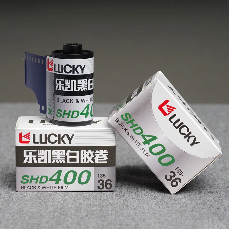 1-10 لفة الصين محظوظ SHD 400 135 فيلم أبيض وأسود 36 ورقة مع رمز DX ISO 400 التعرض لكوداك فوجي 35 مللي متر فيلم الكاميرا