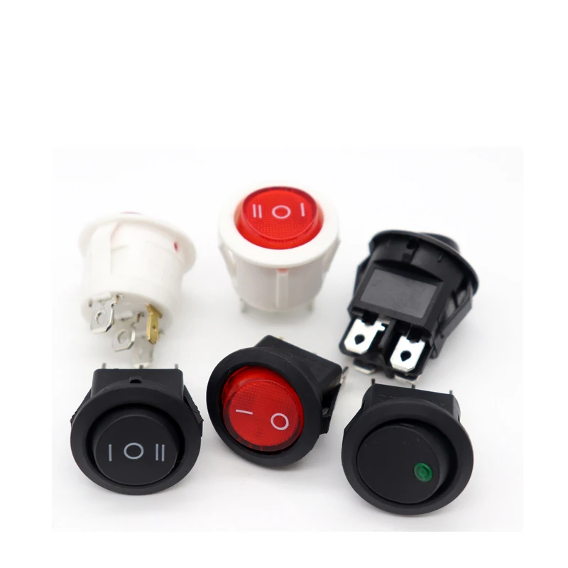 【5-1PCS】ON/OFF 20MM Round Rocker Switch LED illuminated Car 12V 24V / 6A 250V / 10A 125V 2PIN 3Pin 4Pin Switch 20MM
