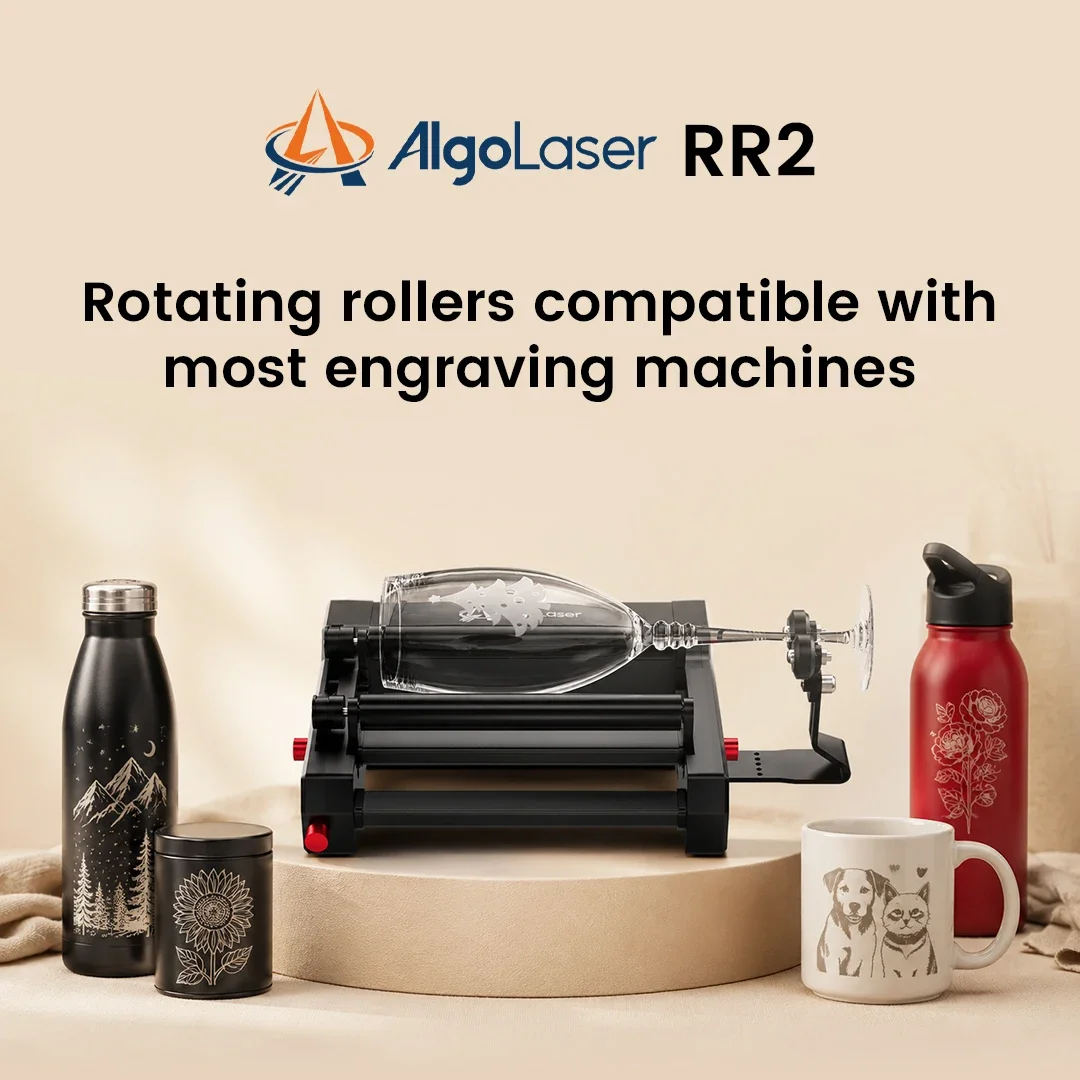 AlgoLaser RR2 For Laser Engraver 360° 3 in1 Y-axis Rotary Roller Laser Engraving Cutting Machine For All Cylindrical Objects Adjustable Width Height Length