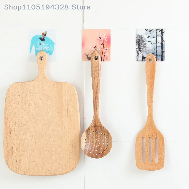 1 قطعة خطاف لاصق مقاوم للماء متين لون عشوائي إطار صورة سلس وشماعة تخزين المطبخ