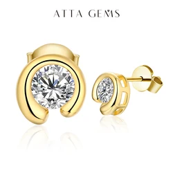 Attagems 925 Sterling Silver Stud Earrings Women 0.5ct Moissanite Diamond Round Cut Fire Gemstone Wedding Fine Jewelry