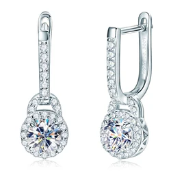 IOGOU 5mm 0.5carat D Moissanite Dangle Hoop Earrings Silver 925 Real High Quality Fine Jewelry for Women Girls Engagement Gift