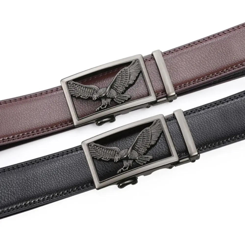 حزام عمل كاجوال على شكل نسر تصميم فاخر عتيق حزام بإبزيم تلقائي من جلد البولي يوريثان للرجال