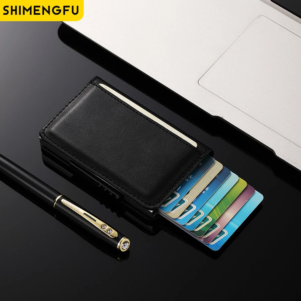 Pop-out RFID Card Holder Anti-thief Slim Aluminum Wallet ID Credit Card Holder Blocking Protect Travel ID Cardholder Purse Case