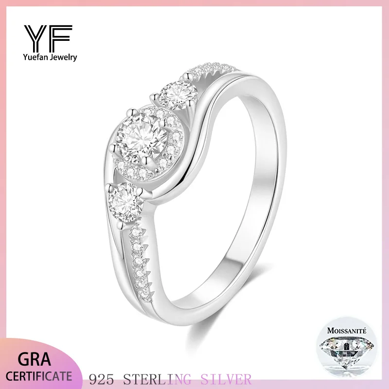 

Wedding Band 18K Yellow Gold Plated Silver 925 D VVS1 Moissanite Ring Woman Luxury Jewelry Rings Engagement Promise Ring Gift