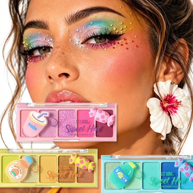 5 Color Mango Yellow Eyeshadow Palette Matte Shimmer High Pigmented Easy Blend Colorful Eye Makeup for Stage Party Festival Look