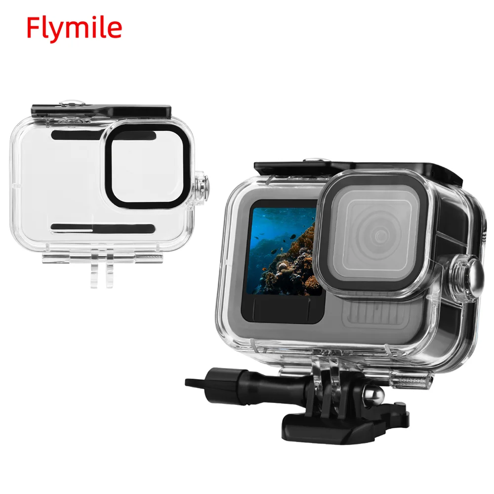 Flymile-GoProヒーロー用の防水ケース,強化ガラスレンズ,水中ダイビングハウジングカバー,カメラアクセサリー,ヒーロー13,12,60m