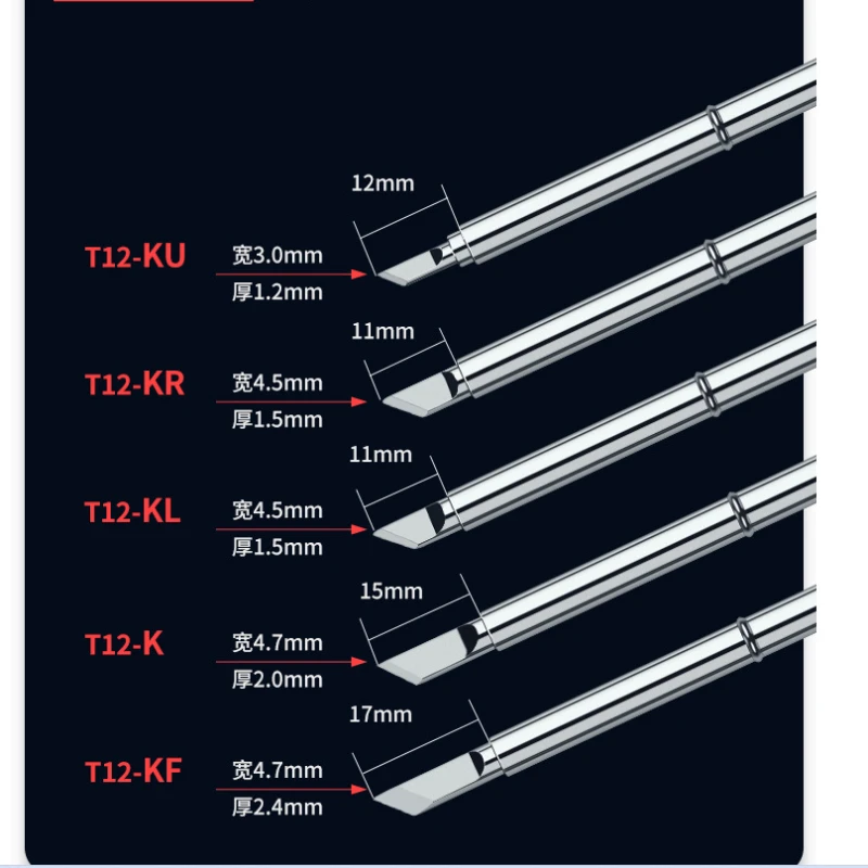 T12-K KU B2 BC2 C4 C1 I ILS JL02 D24 KF T12 Series Electric Soldering Iron Tips For Hakko fx951 STC DIY Soldering Station Kits