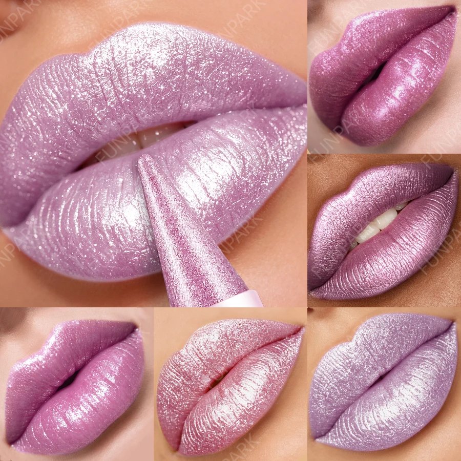 Sexy Red Glitter  Metallic Lipstick Shiny Pearlescent Lip Tint, Long lasting Lip Makeup Gifts for Gift Lip Glaze Cosmetics