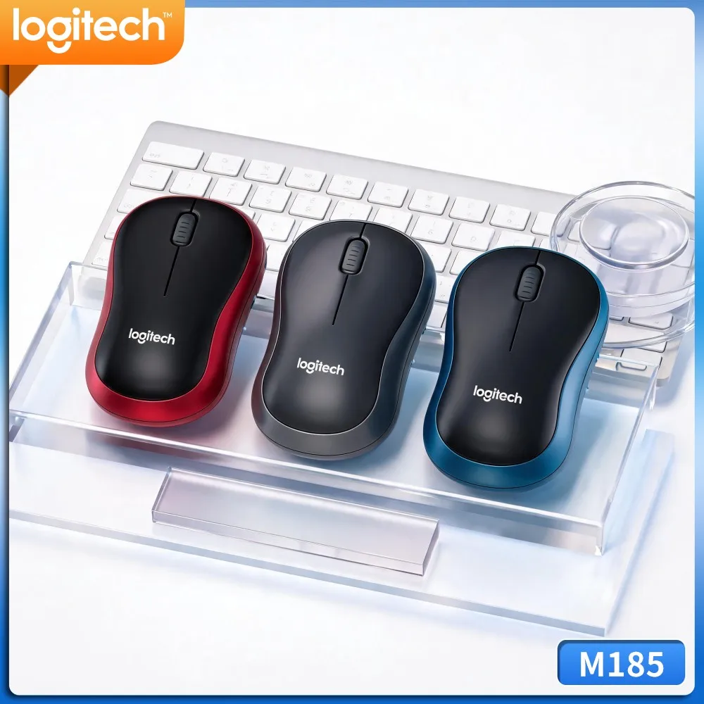 Logitech M185 Family‑Shared Wireless Mouse, Symmetric Shape Fits Both Hands, 2.4G Wireless, Reliable For Multiple Household Pcs