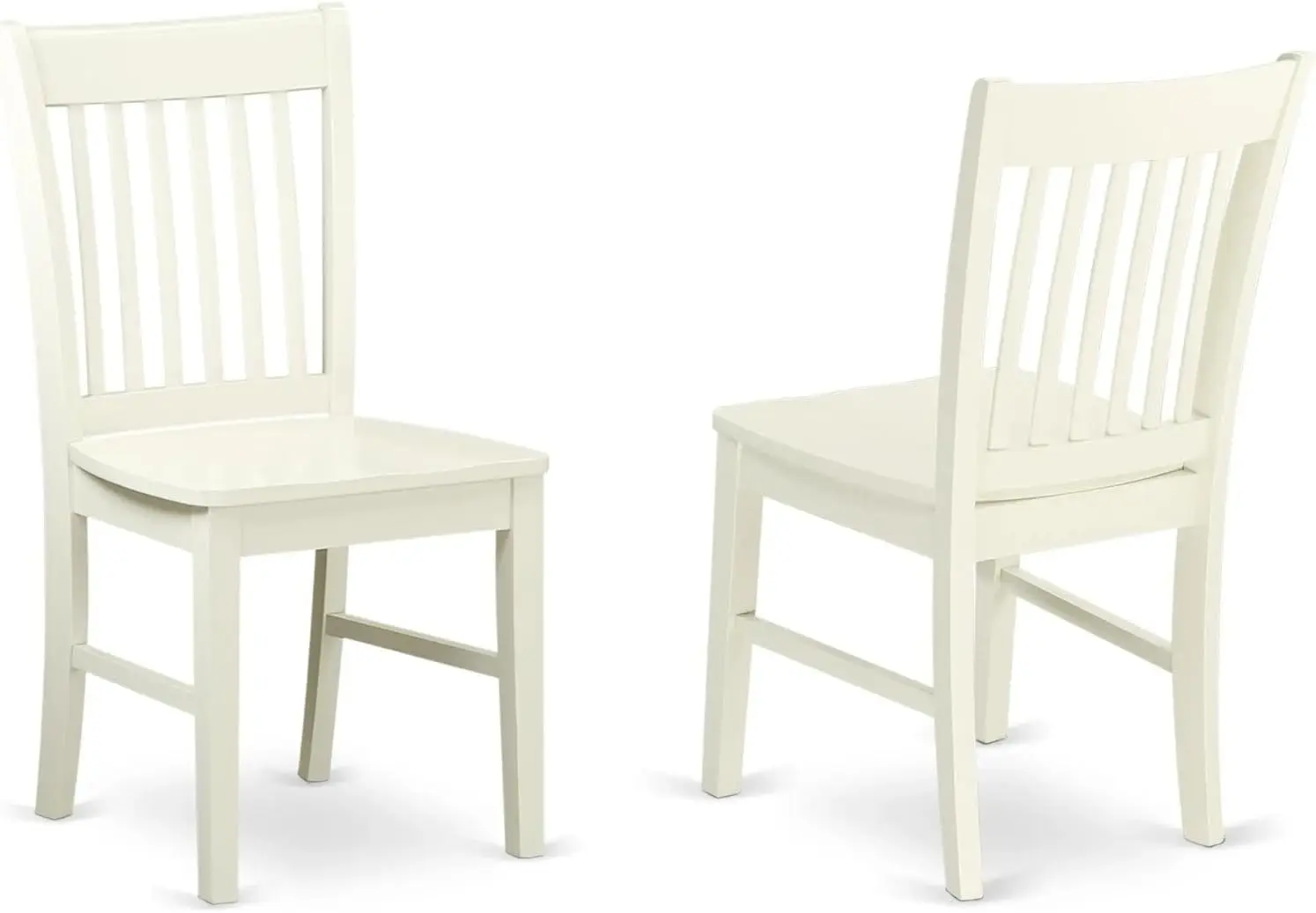 

USA NFC-LWH-W Norfolk Dining Room Chairs - Slat Back Solid Wood Seat Chairs, Set of 2, Linen White