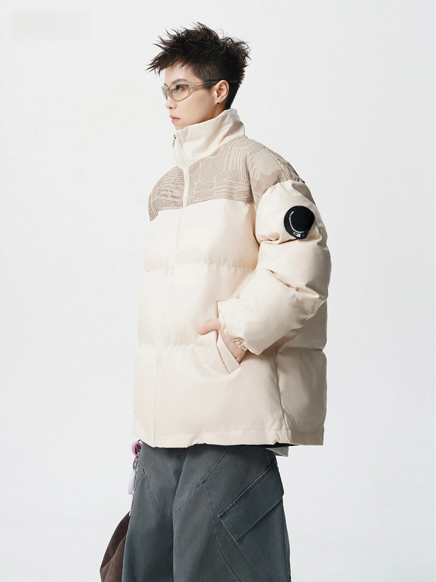 Bla بولي Leather جلد Thiened الشتاء Jaet الرجال معطف القطن فضفاض الخبز Sle الشباب العصرية العلامة التجارية الجديدة 2025 ملابس خارجية غير رسمية #2