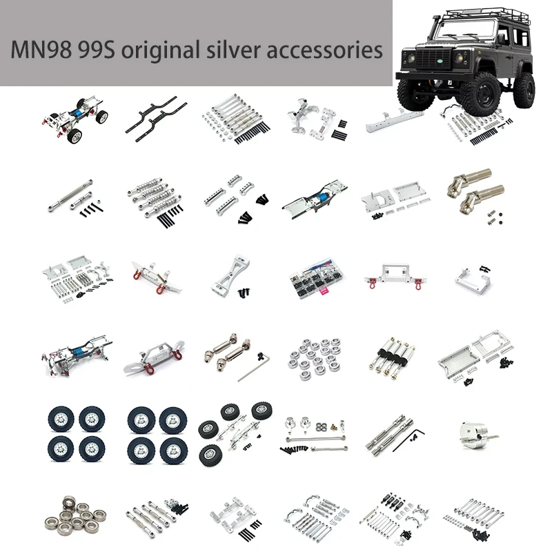 

1/12 Reinforced Concrete Car MN98 MN99S Silver Metal Upgrade Fittings Shock Absorber Frame Front and Rear Axle Rod Screws Adult