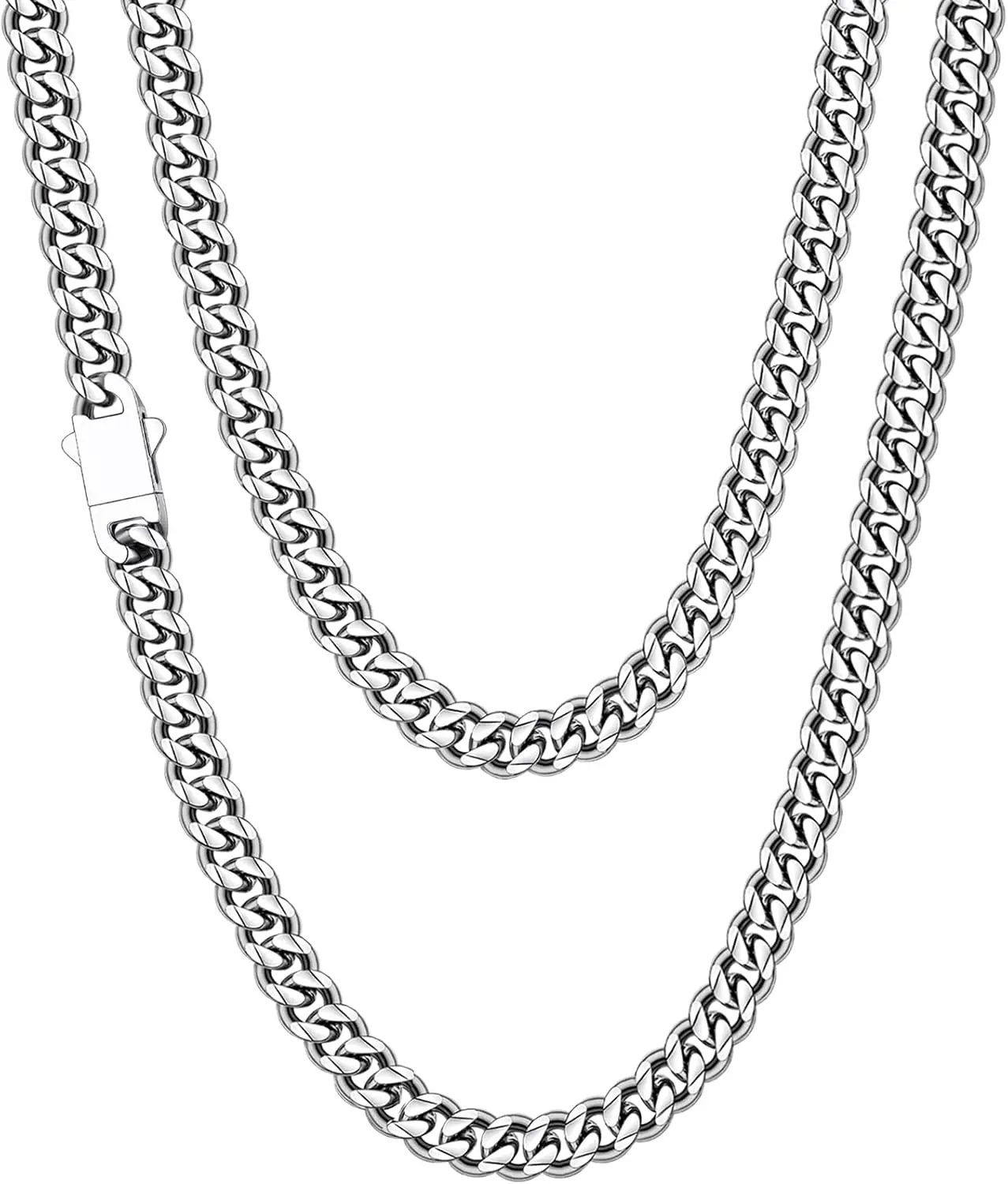 

Мужские цепочки Fiusem Cuban Link 3,5 мм, серебристого/черного цвета/покрытые 14-каратным золотом, из нержавеющей стали, длина 16, 18 дюймов.