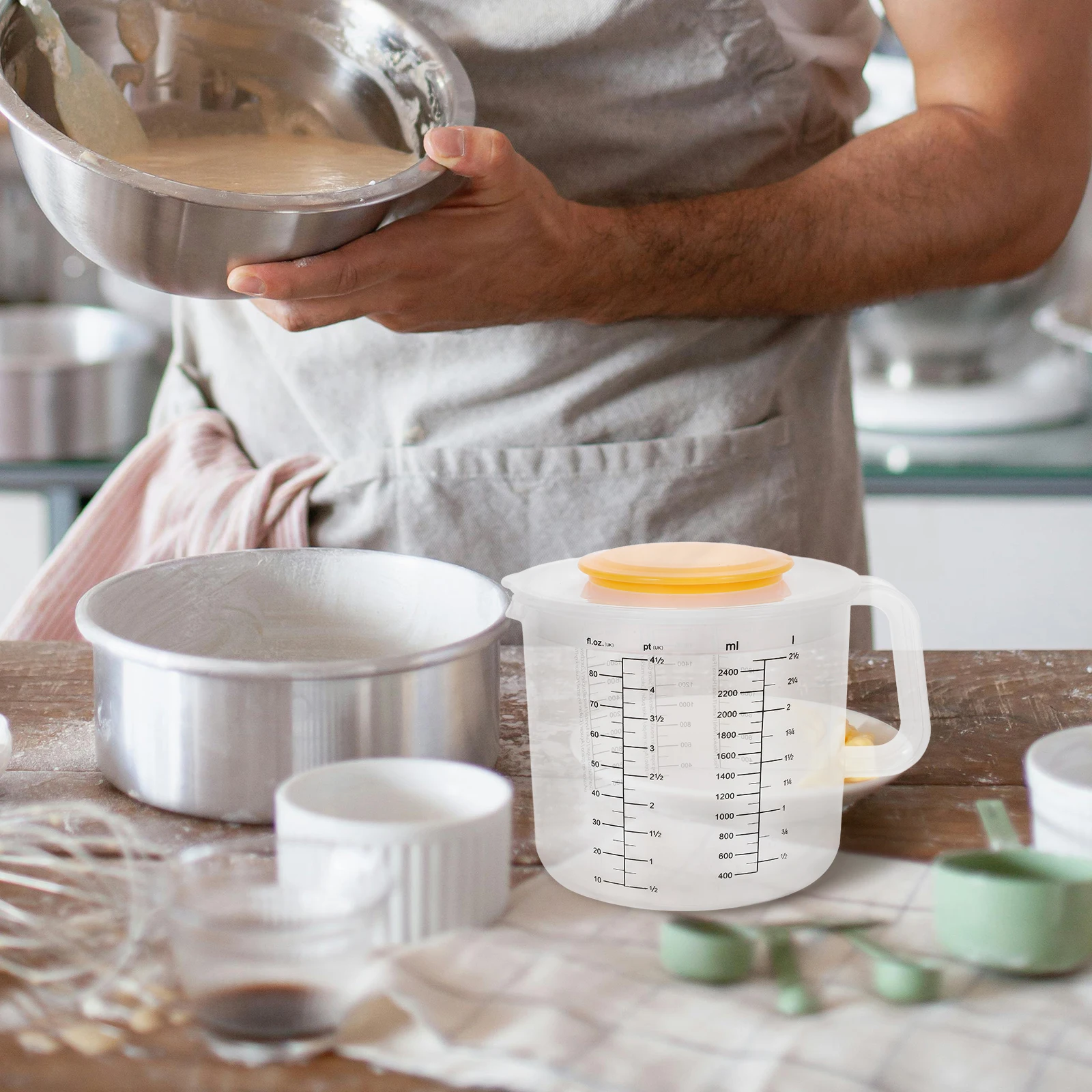 

2500ml Measuring Lid Mixing Bowl Scale Baking Tool Baking Tool Transparent Kitchen Container Mixing Bowl Storage