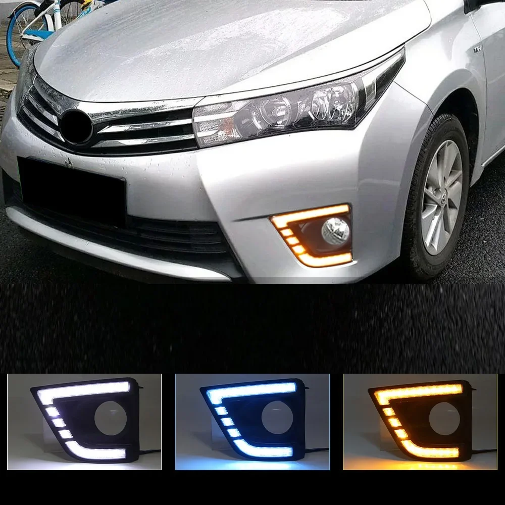 

1 Pair Front Bumper Fog light turn signal daytime running light day light For Toyota Corolla 2014 2015 2016