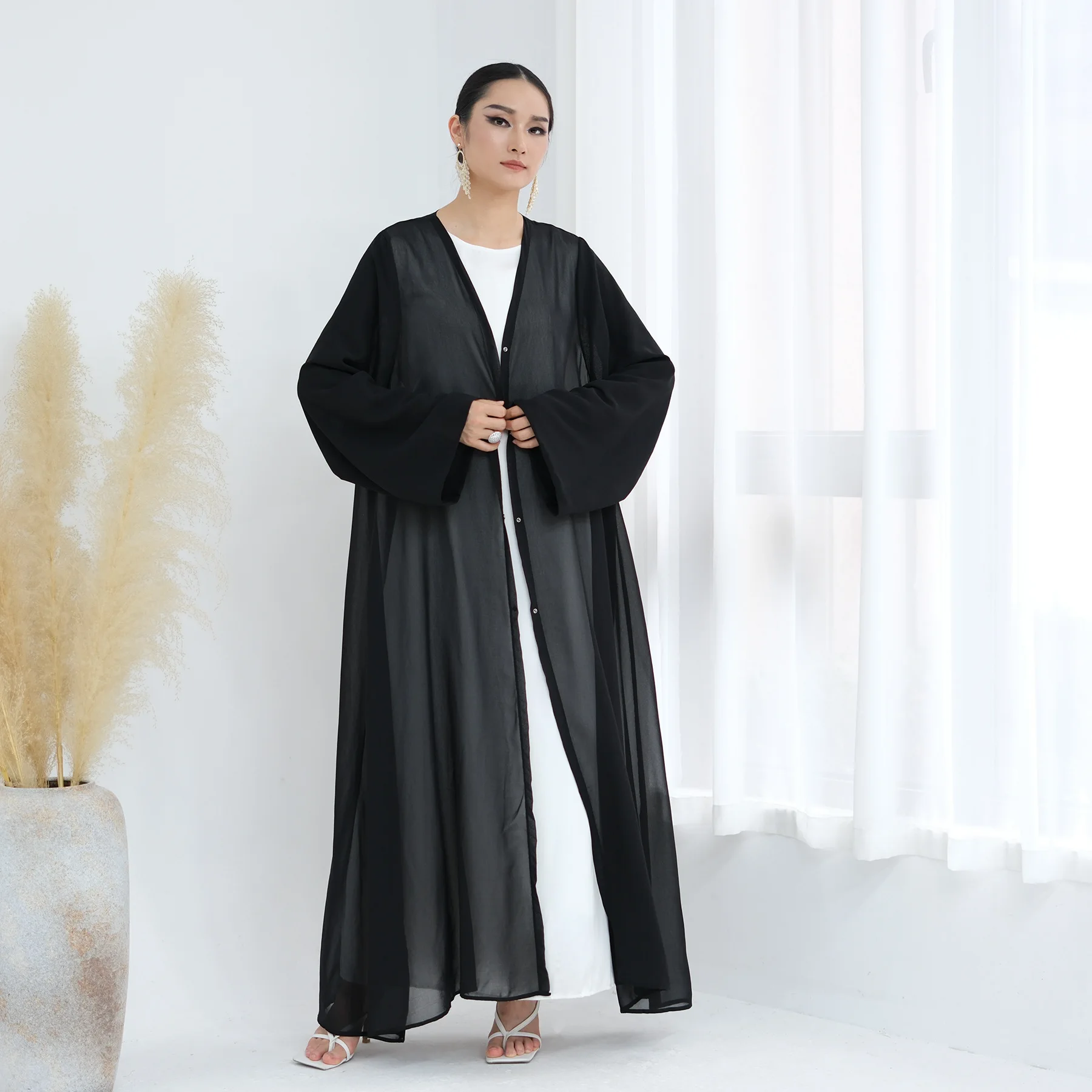 

Eid Open Abaya with Scarf Muslim Set for Woman Dubai Kaftan Kimono Cardigan Islam Jalabiya Turkey Kebaya Party Dress Vestidos