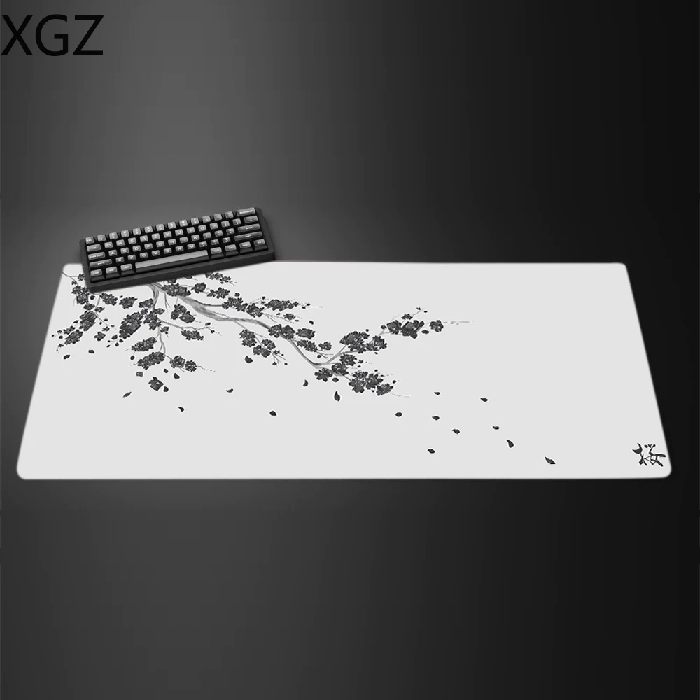 Japanese Sakura Mouse Pad Gray Laptop Game Desk mat    Animation Suitable for Office Gamer Keyboard PC  Carpet image 3