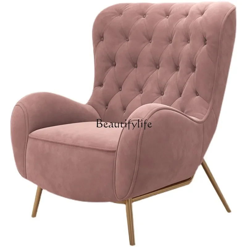 FG10*American light luxury high backrest modern simple single leisure chair pink flannel tiger chair