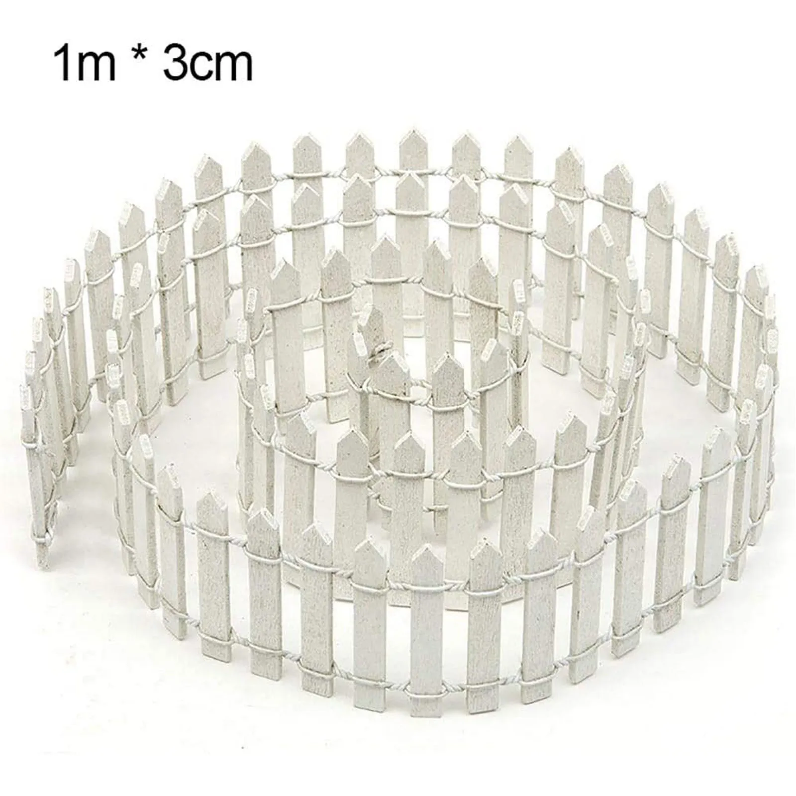 100 X 3 cm White Miniature Fence Garden Decoration Miniature Garden Kit, Wooden Fence Terrarium Dolls DIY Decor Handmade Crafts
