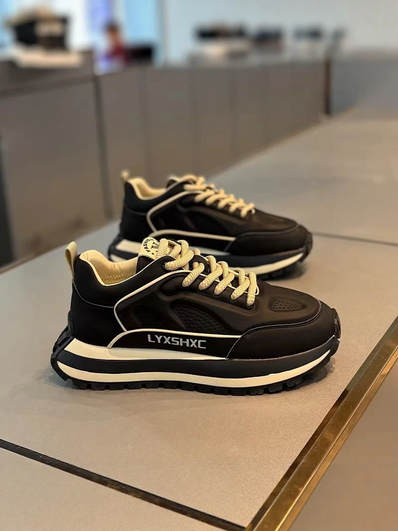 

Men's Summer Anti-Slip Thick Bottom Casual Versatile Trendy Running Sports Heightening Dad Cool Shoes round Toe Cushioning