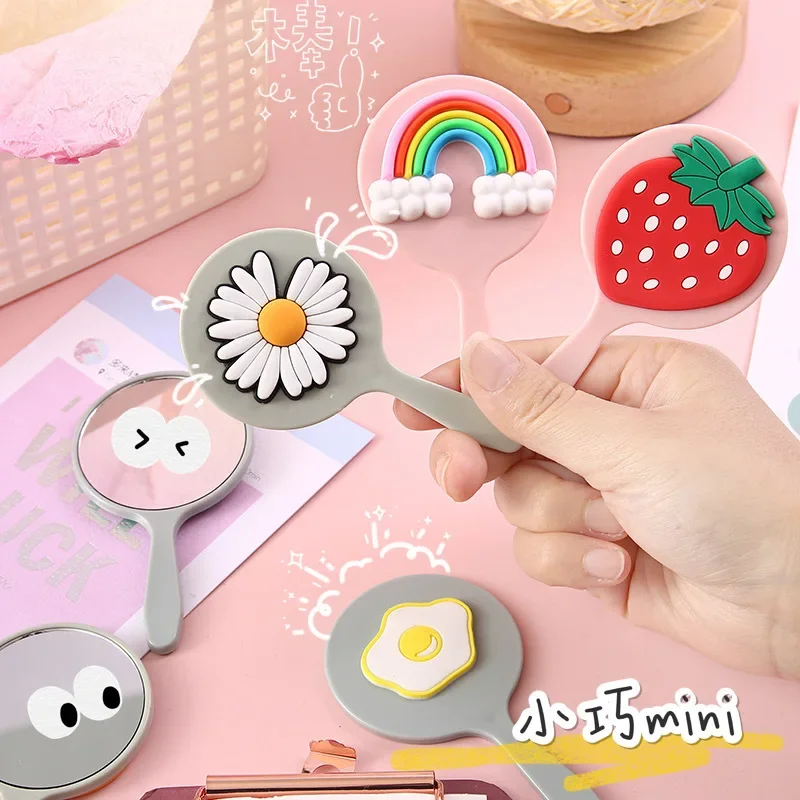 Mini Creative Cartoon Portable Makeup Mirror Ins Style Cute Girl Makeup Portable Handheld Mirror Маленькое зеркало