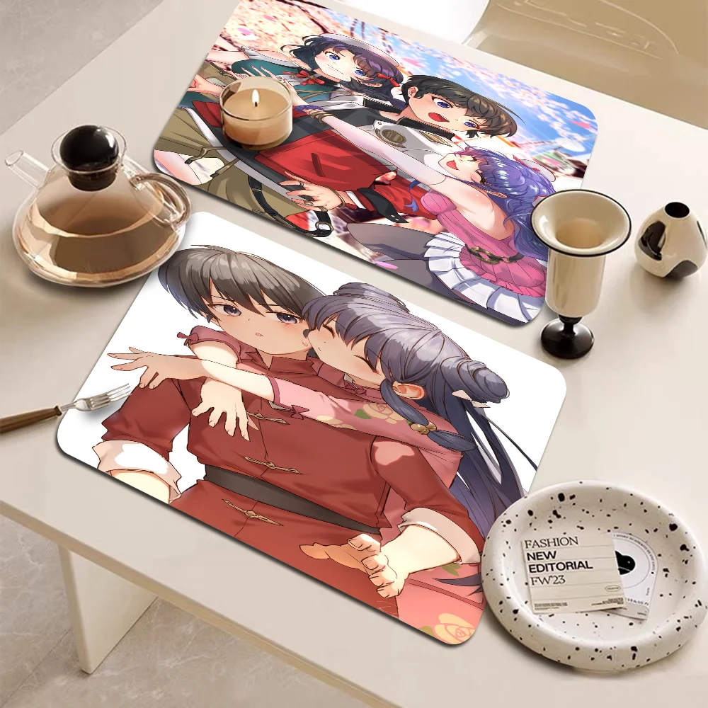 Anime Ranma 2 1 Coffee Mat Dish Draining Mat Drying Mat Quick Dry Bathroom Drain Pad Kitchen Faucet Placemat