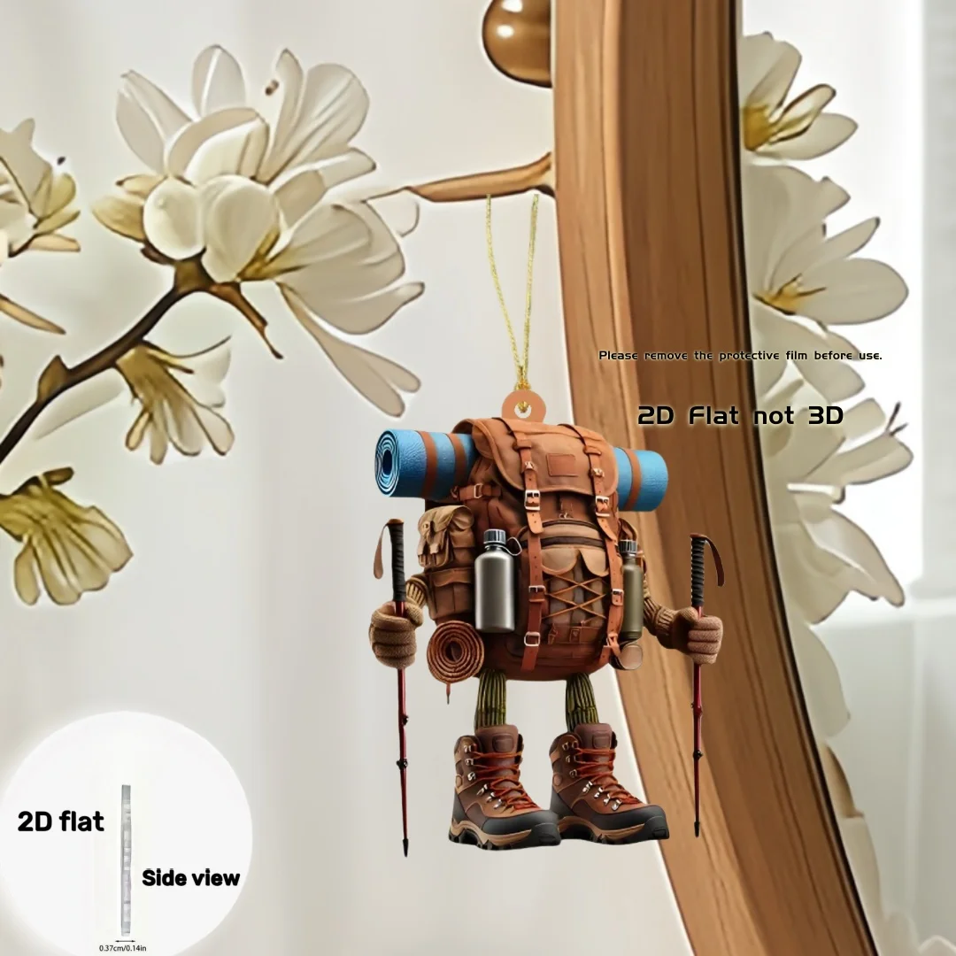 المشي لمسافات طويلة على ظهره قلادة المفاتيح، الرياضة في الهواء الطلق موضوع 2D شقة الاكريليك زخرفة سحر، شنقا الديكور للسيارة، حقيبة، احتفالية، هدية #5