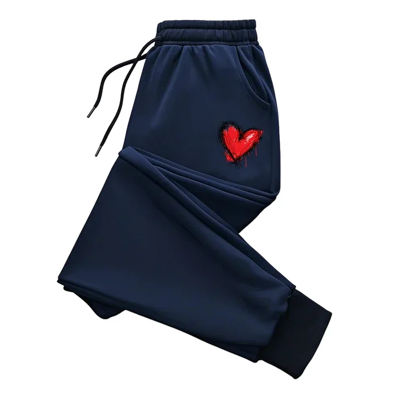 Pantaloni sportivi da donna con stampa a cuore Pantaloni sportivi casual quotidiani per tutte le stagioni Pantaloni larghi traspiranti per il comfort all'aperto per la casa femminile