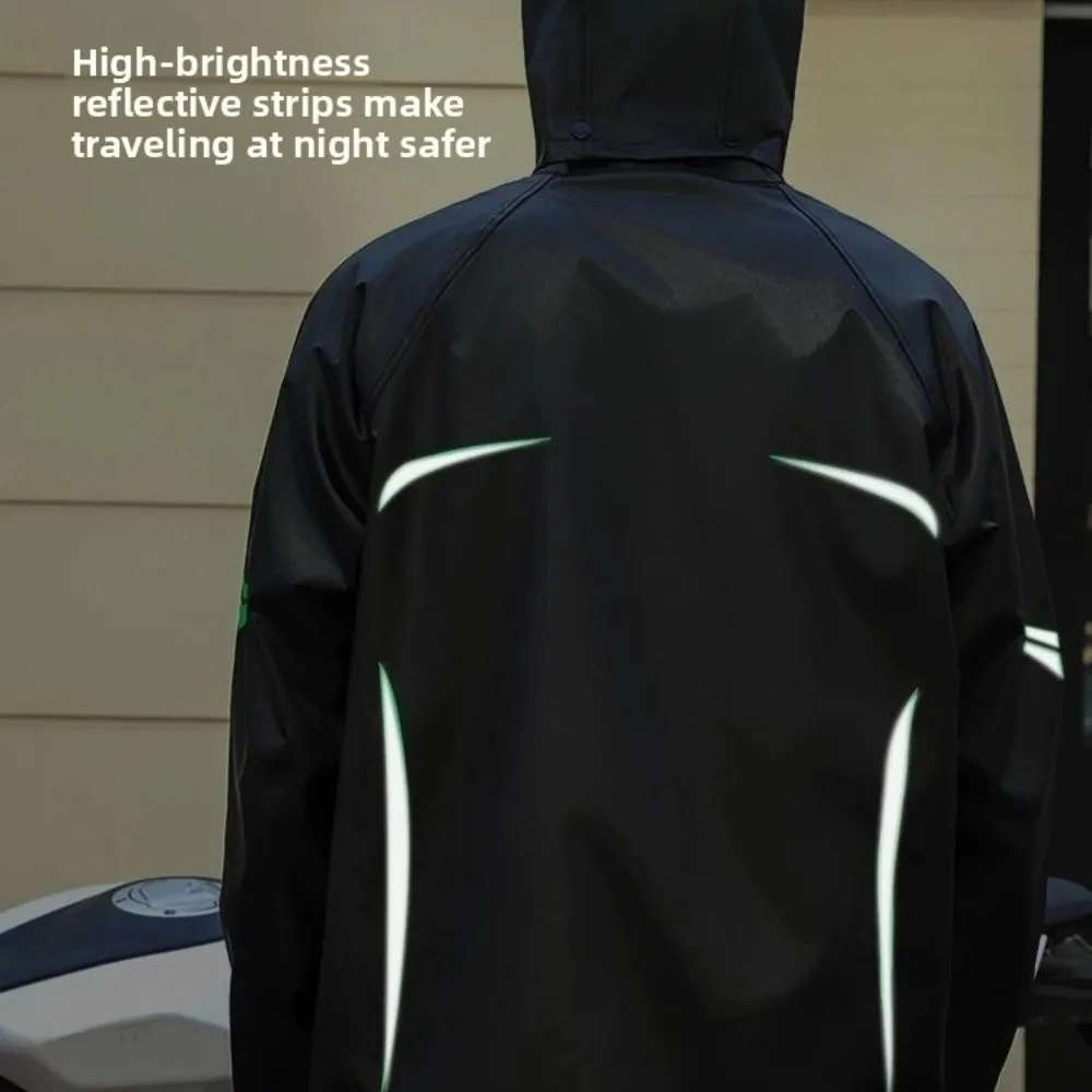 

Full Body Raincoat and Rainpants Suit Rainstorm Prevention Waterproof Men's Riding Raincoat with Reflective Strip