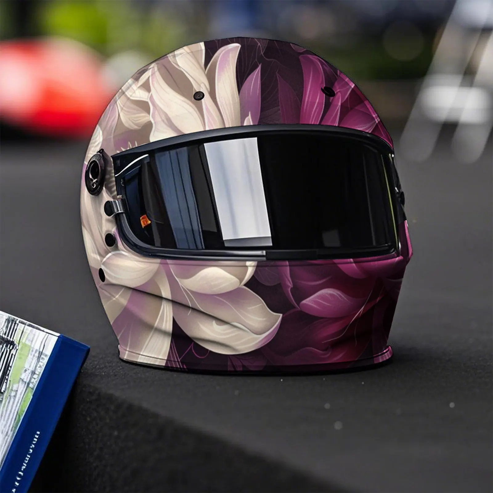 أغطية فينيل أنيقة على شكل لوتس، شارات خوذة لكامل الوجه مقاومة للماء ومقاومة للخدش، تصميم فني متين من مادة PVC، Inst