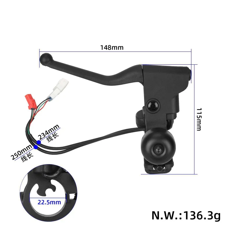 Para scooter eléctrico Elite, palanca de freno de embrague izquierdo, palanca de freno con campana/botones de dirección izquierdo y derecho, palanca de freno