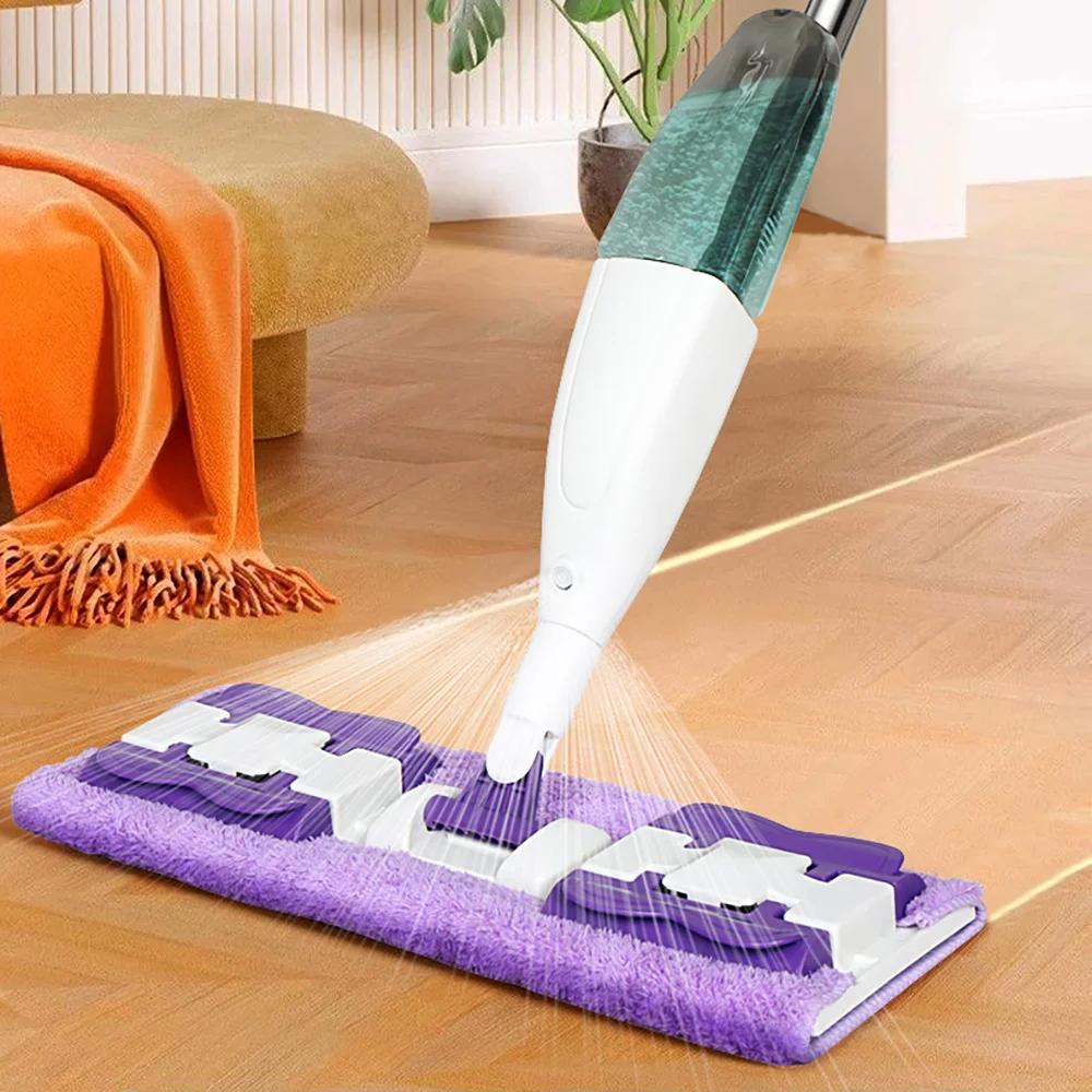 Portable Home Use Spray Mop 360 Degree Rotation Wet And Dry  Towel Clip Design Removable Water Tank  Large Panel Lazy Mop