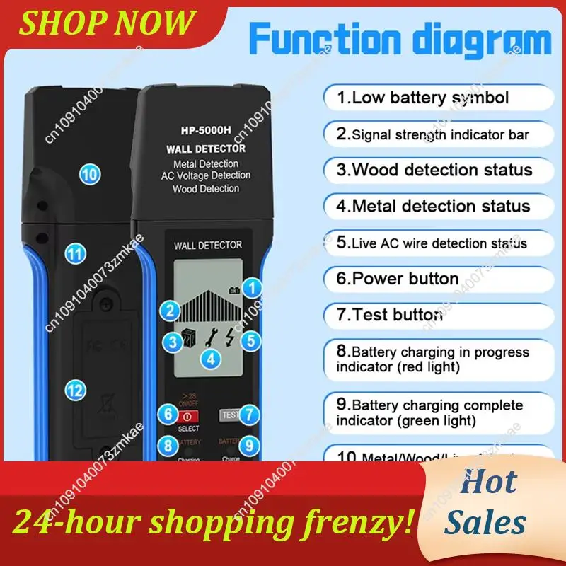 Daily Sale HP-5000H 10Cm Deep Scan Wall Detector, Metal/Wood/Live Wire Finder, Auto Power Off, CE Certified