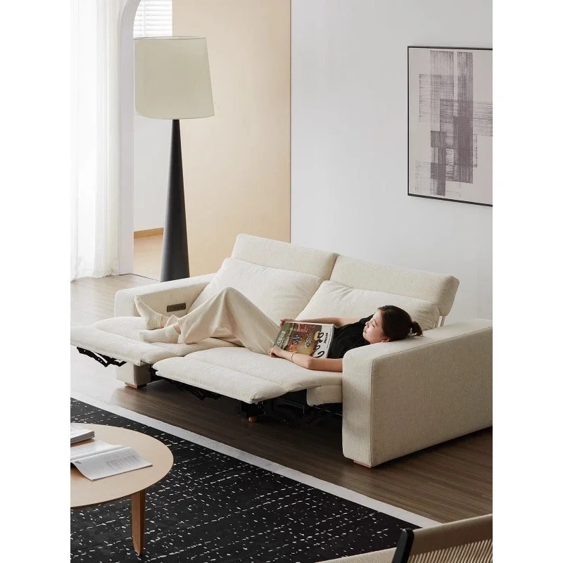 furniture electric function sofa zero against the wall multi-function living room cream wind straight row
