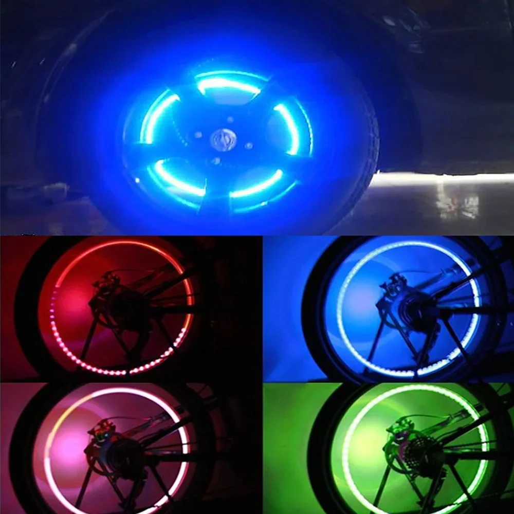 2 stks Auto Licht Caps Accessoires Fiets Lamp Band Spaak Binnenband Led LED Auto Stofdicht Ventiel Flash Neon Stengels 4 soorten Kleuren