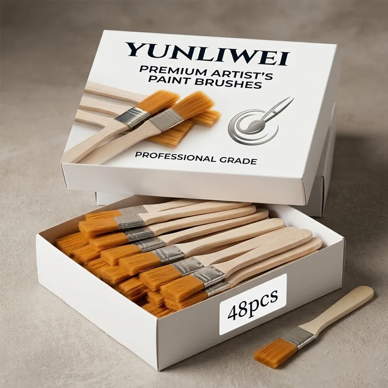 Yunliwei Wooden Handle Paint Brushes DIY Art Paintings Craft Brushes Cabinets Fences Edge Brushes Oil Honey BBQ Cooking Tools