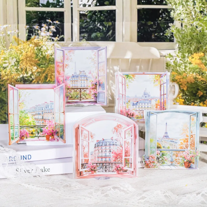 10 Stück/Packung Meine Reise-Fensterblick-Serie PET-Aufkleber, Stadt-Fensterszene Journal-Deko-Aufkleber