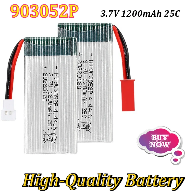 3.7V 1200mAh 25C 903052P Rechargeable Li-Polymer Battery for Drone Aircraft Plane Quadcopter RC Model Electric Toys