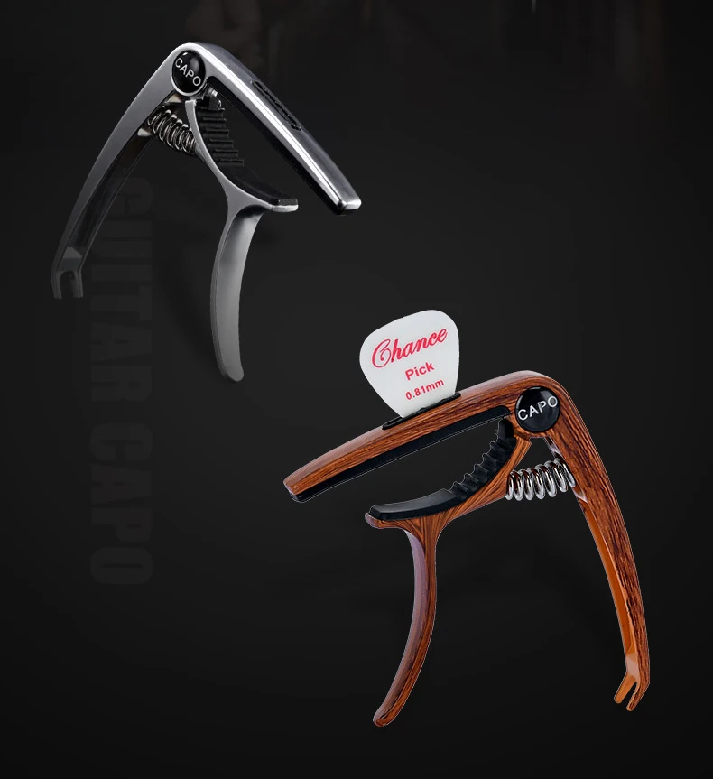 Metall Gitarre Capo Tuner Clamp Professionelle Schlüssel Trigger Einhand Capos Clip Zinklegierung für Akustische Elektrische Gitarre mit Plektrum – Detail 2